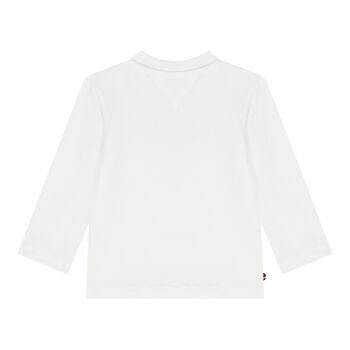 Baby Boys White Logo Long Sleeve Top