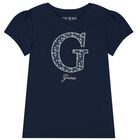 فستان بنات شيفون باللون الكحلي , 2, hi-res