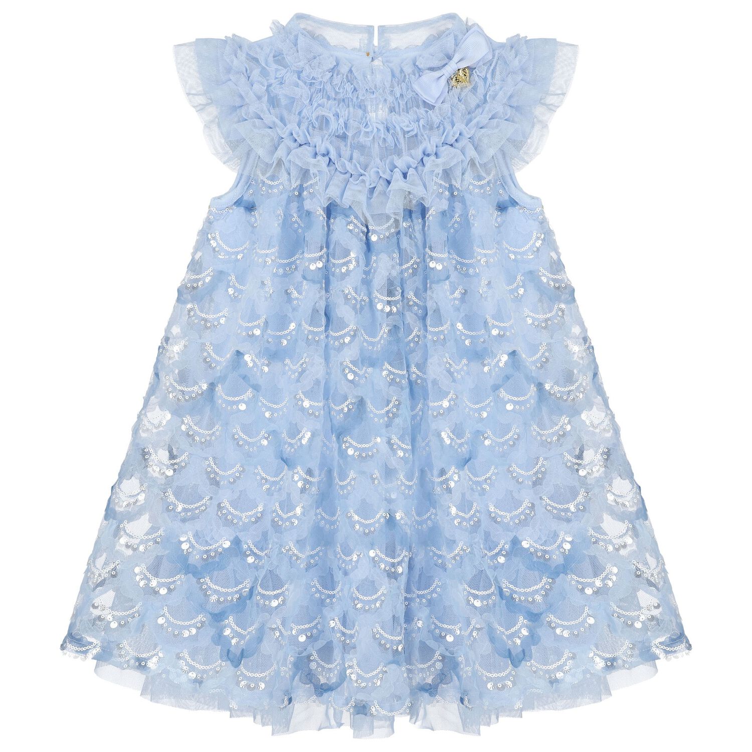Girls Blue Embellished Tulle Dress, 2, hi-res image number null