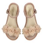 Girls Rose Gold Flower Sandals, 1, hi-res