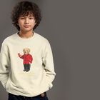 سويتشيرت أولاد بشعار تيدي باللون العاجي, 1, hi-res