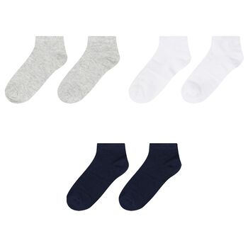 Boys Navy, White & Grey Socks (3 Pair)