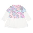 Younger Girls White, Pink & Blue Orchidee Dress, 1, hi-res