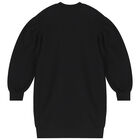 فستان سويت شيرت بالشعار مطرز باللون الاسود, 1, hi-res