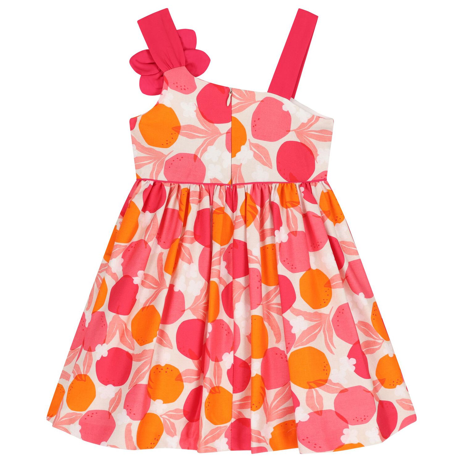 Girls Pink & Orange Flower Dress, 1, hi-res