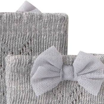 Younger Grey Knitted Bow Socks