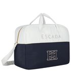 Baby Girls White & Navy Blue Logo Changing Bag, 1, hi-res