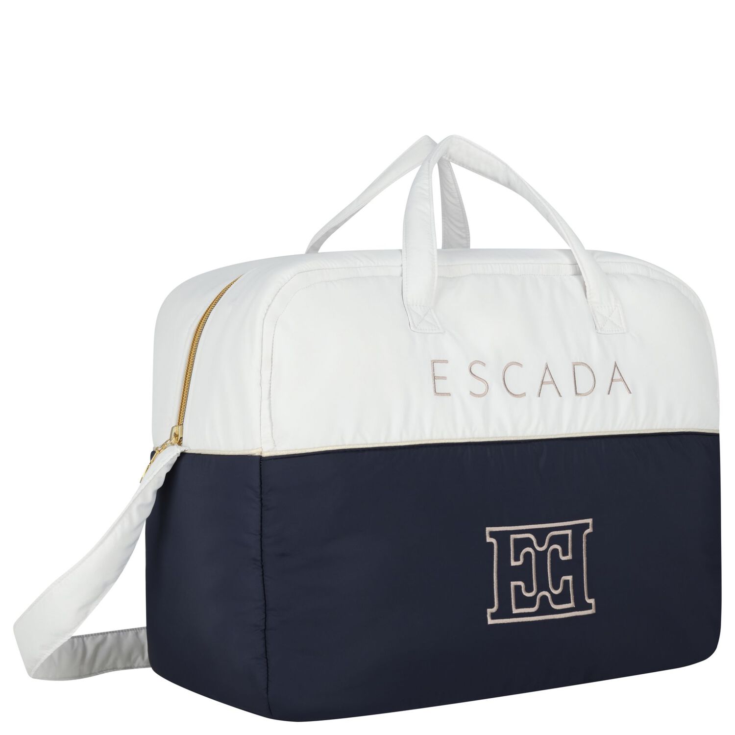 Baby Girls White & Navy Blue Logo Changing Bag, 1, hi-res