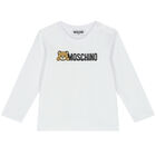 White Teddy Bear Logo Long Sleeve Top, 5, hi-res