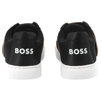 Boys Black Logo Trainers