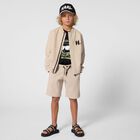 Boys Beige Logo Shorts , 1, hi-res