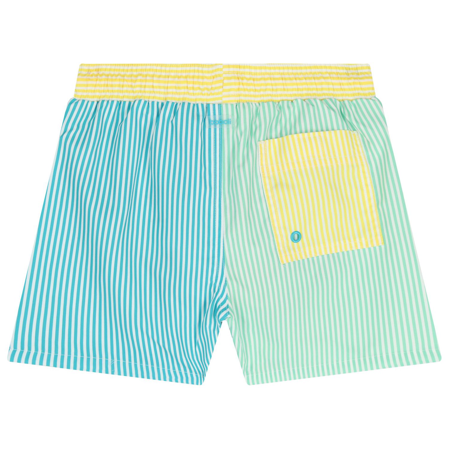 Boys Green & Yellow Striped Swim Shorts, 1, hi-res