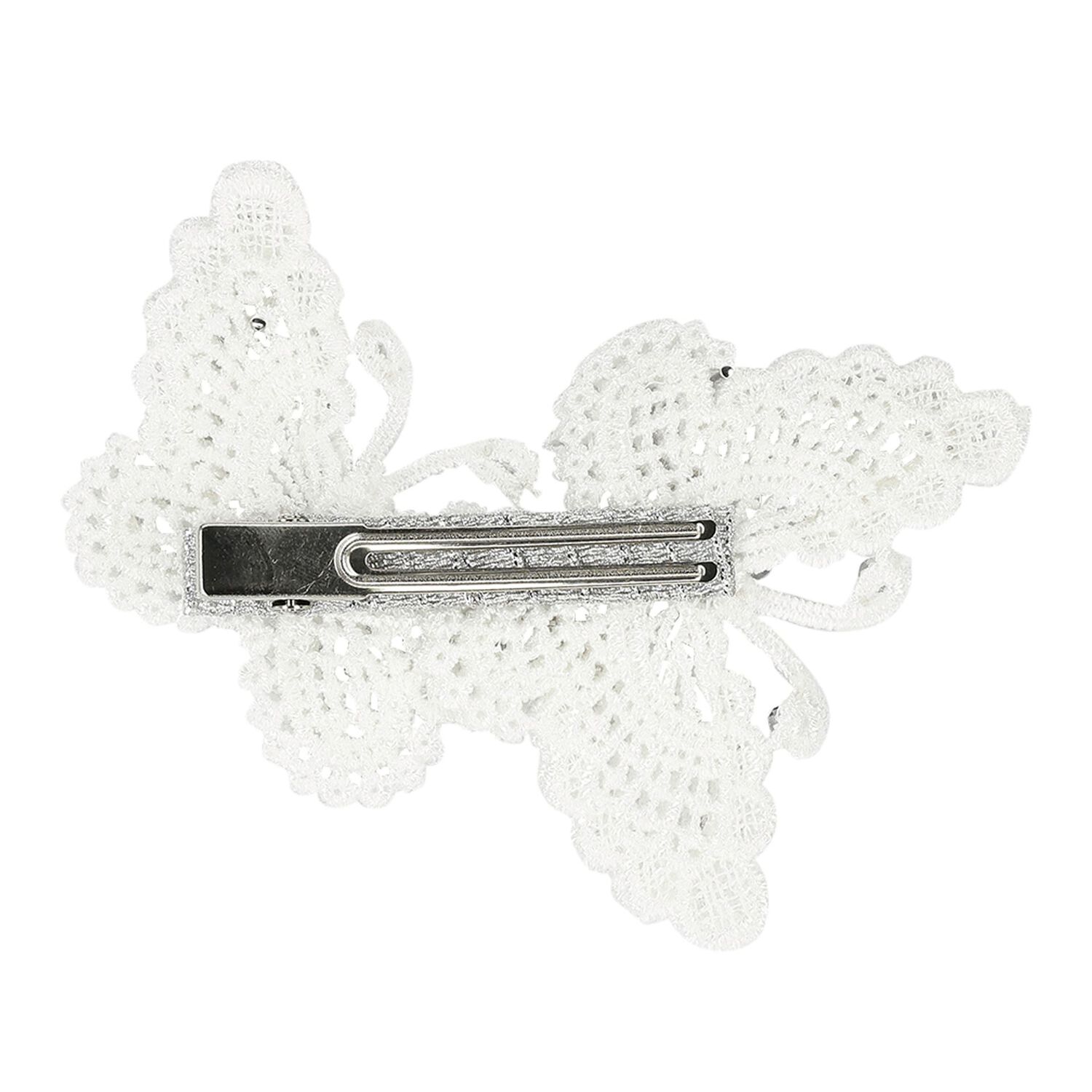 مشبك شعر للبنات بفيونكة باللون الأبيض والفضي , 3, hi-res