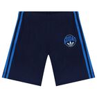 White & Blue Logo Shorts Set, 1, hi-res