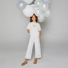 تي شيرت بنات بالشعار باللون العاجي, 1, hi-res