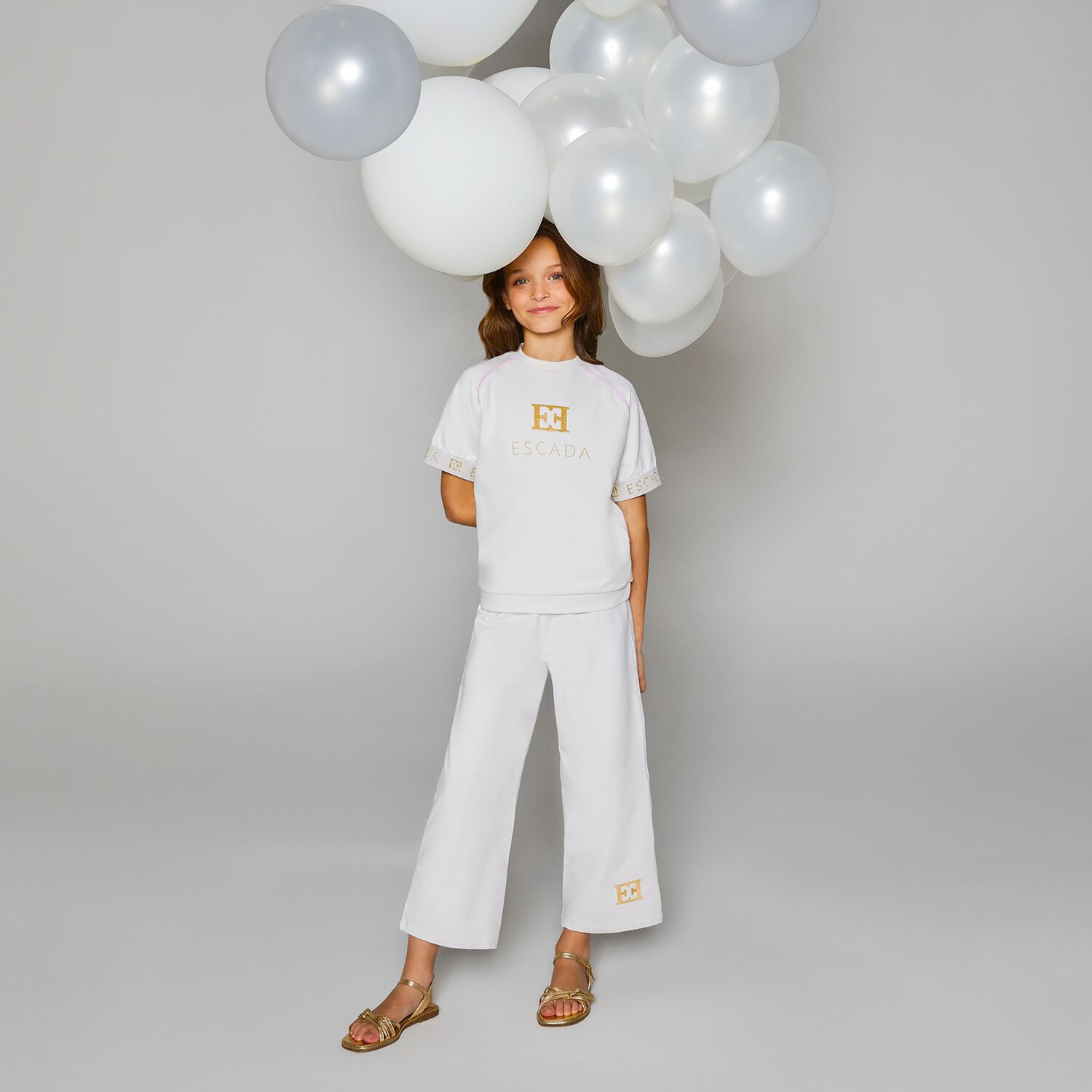 تي شيرت بنات بالشعار باللون العاجي, 1, hi-res image number null