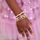 Girls Pink & Gold Beaded Bracelets (4 Pack), 1, hi-res