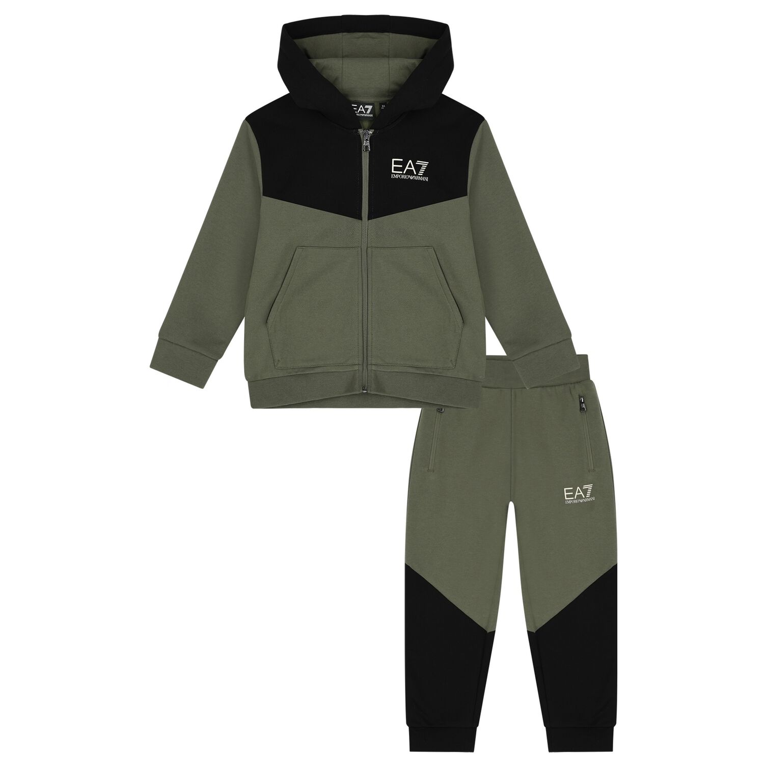 Boys Green & Black Logo Tracksuit, 2, hi-res