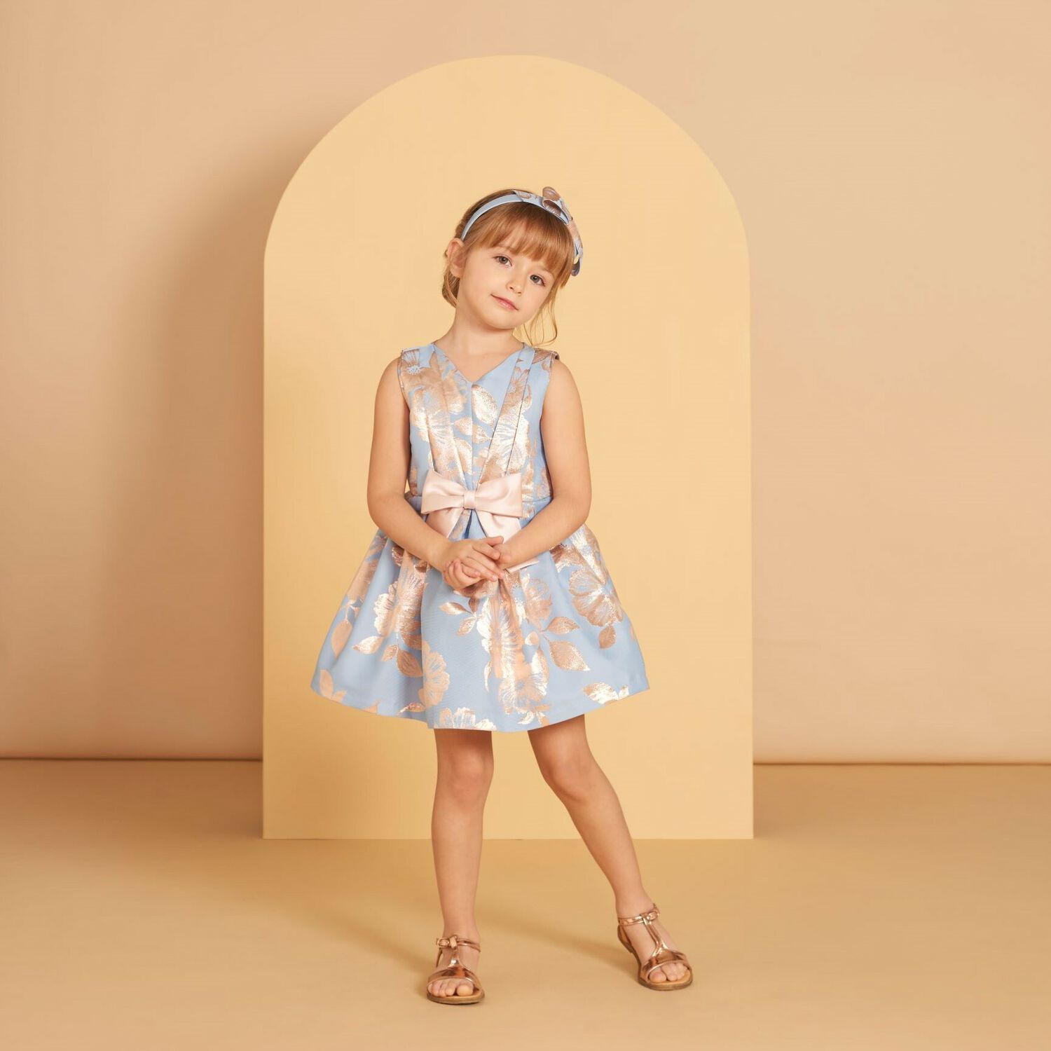 Girls Blue & Rose Gold Dress, 1, hi-res image number null