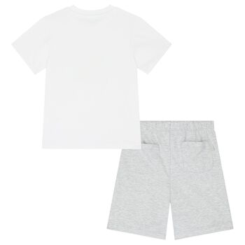 Boys White & Grey Shorts Set