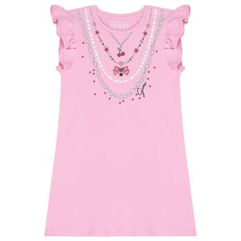 فستان بنات بشكل قلاده باللون الوردى 