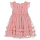 Girls Pink Ruffled Tulle Dress, 1, hi-res