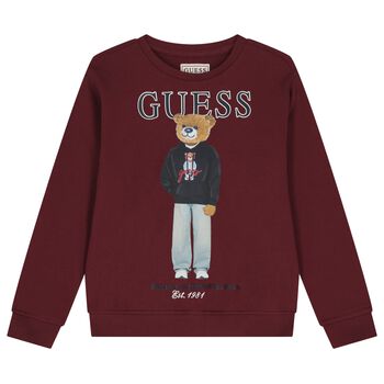 Boys Burgundy Teddy Bear Logo Sweatshirt