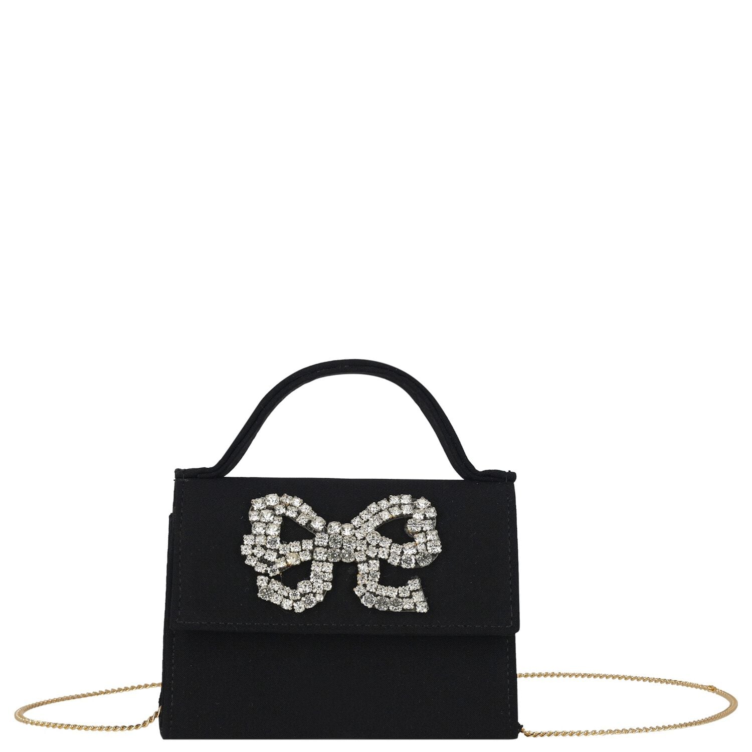 Girls Black Bow Cr&ecirc;pe Handbag ( 13cm ), 1, hi-res