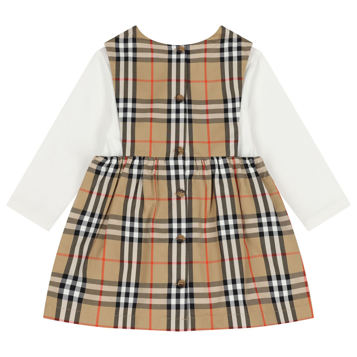 Baby Girls Beige & White Dress Set, 1, hi-res