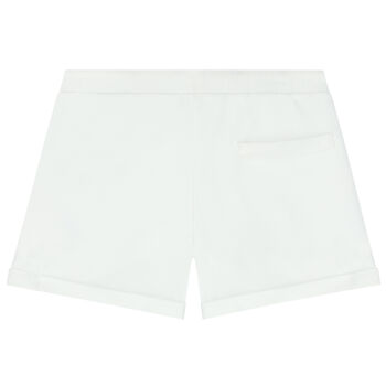 Girls White Teddy Bear Logo Shorts