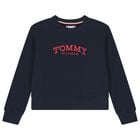 Girls Navy Blue Logo Sweatshirt, 1, hi-res
