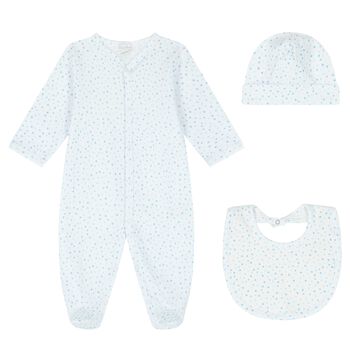 Baby Boys White and Blue Stars Babygrow Gift Set