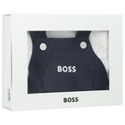 Baby Boys White & Navy Blue Logo Dungaree Set, 2, hi-res