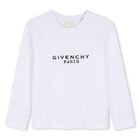 Girls White Logo Long Sleeve Top, 1, hi-res