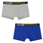 Boys Blue & Grey Logo Boxer Shorts ( 2-Pack ), 3, hi-res