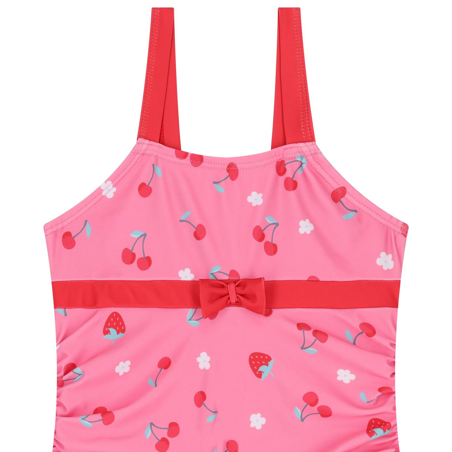 مايوة سباحة للبنات بفيونكة باللون الأحمر و الوردى, 1, hi-res image number null