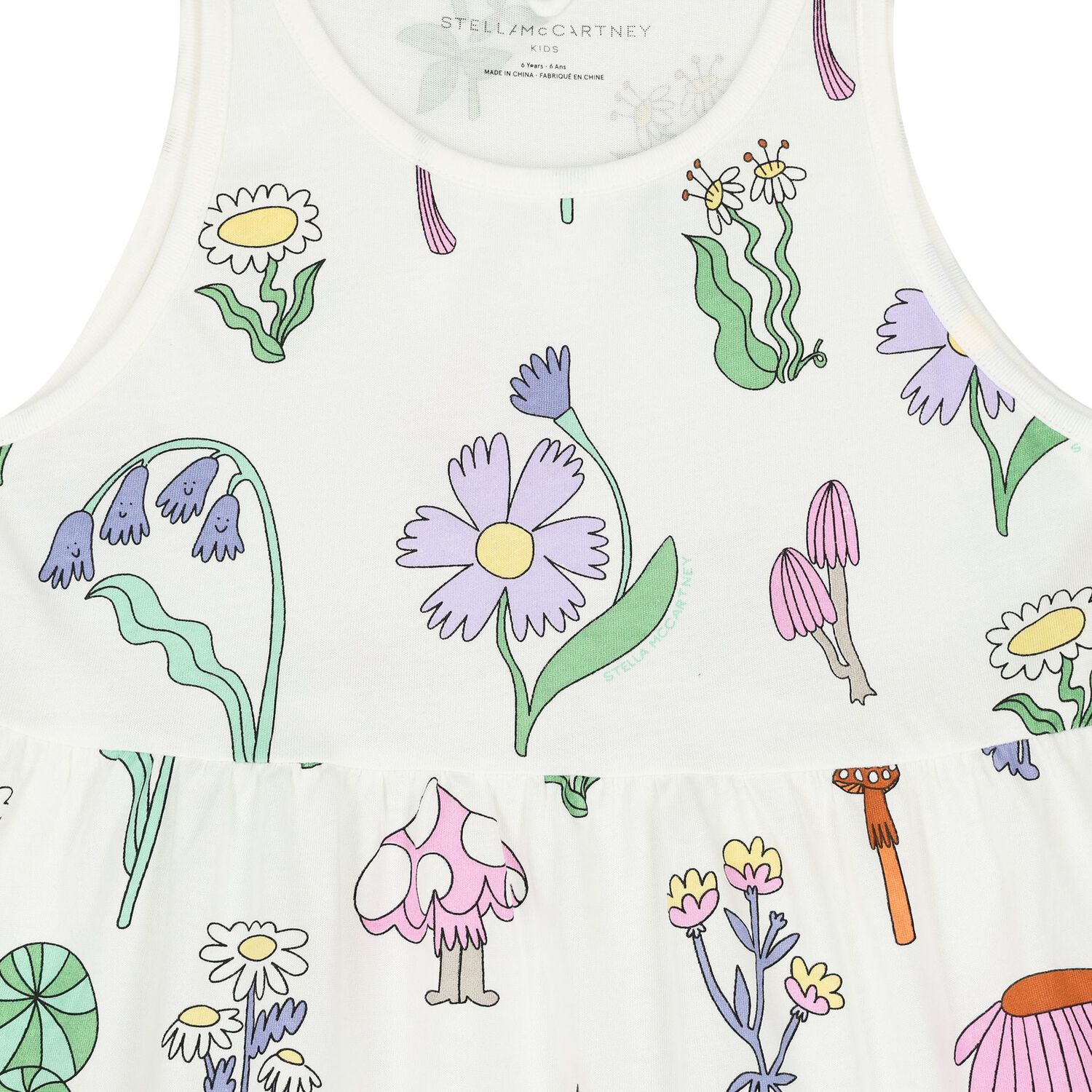 فستان بنات بطبعة الزهور باللون العاجي, 1, hi-res