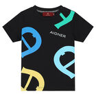 Younger Boys Black Logo T-Shirt, 1, hi-res