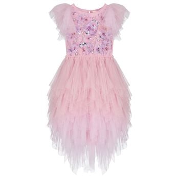 Girls Pink & Purple Ruffled Tulle Dress