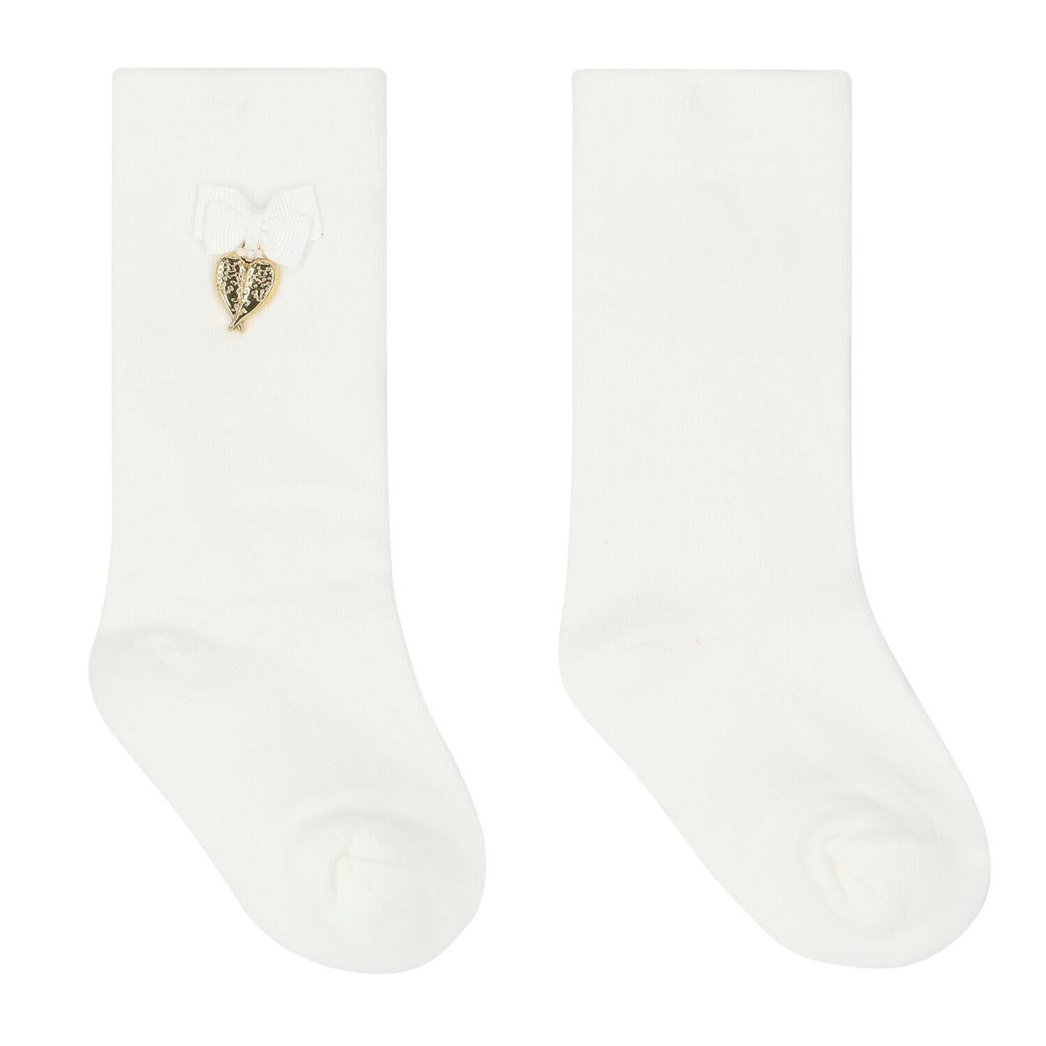 Girls White Bow Socks, 1, hi-res