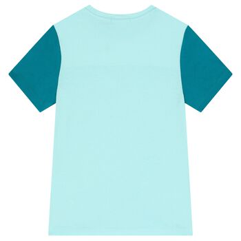 Boys White & Blue Logo T-Shirt