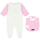 Baby Girls Ivory & Pink Logo Babygrow Set, 1, hi-res