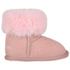 Girls Pink Suede Leather Bow Boots, 1, hi-res