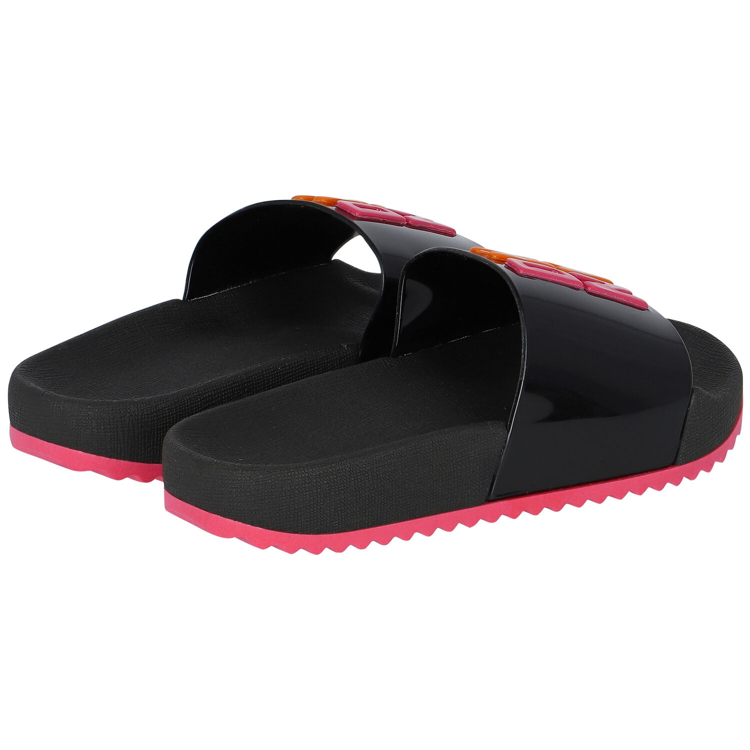 Girls Black Logo Sliders, 1, hi-res