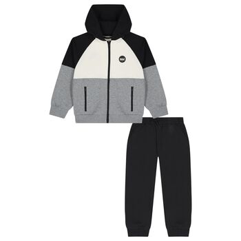 Boys Black, Ivory & Grey Tracksuit