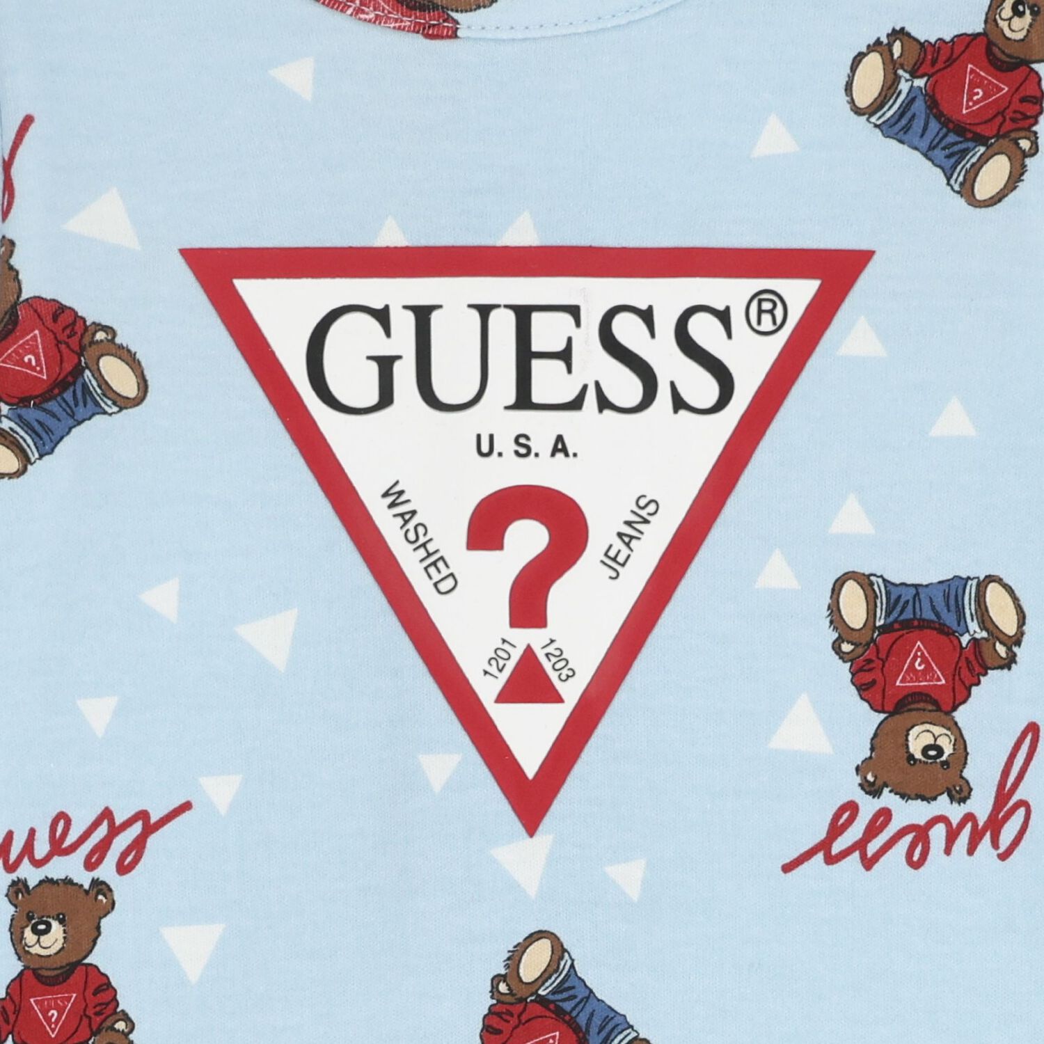 Baby Boys Blue Teddy Bear Logo Babygrow, 1, hi-res