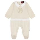 Beige Logo Babygrow, 1, hi-res
