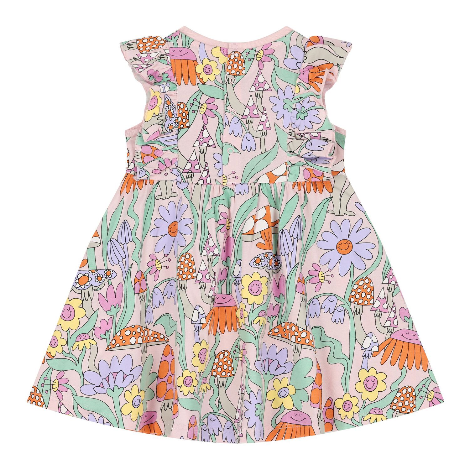 Younger Girls Pink Flower Dress, 1, hi-res