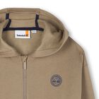 Boys Beige Logo Hooded Zip Up Top , 1, hi-res
