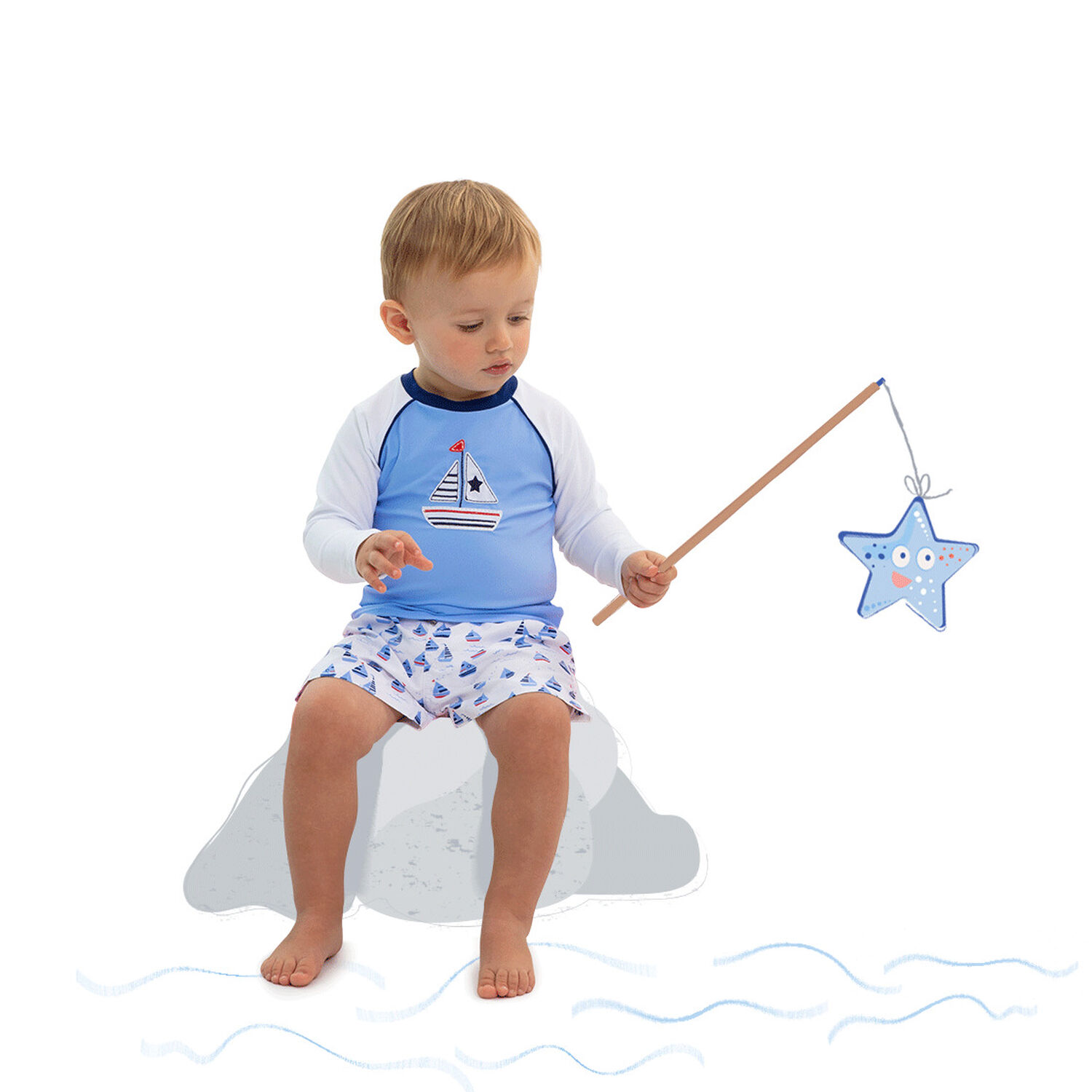 Baby Boys Little Boats Rash Vest UPF 50+, 1, hi-res image number null